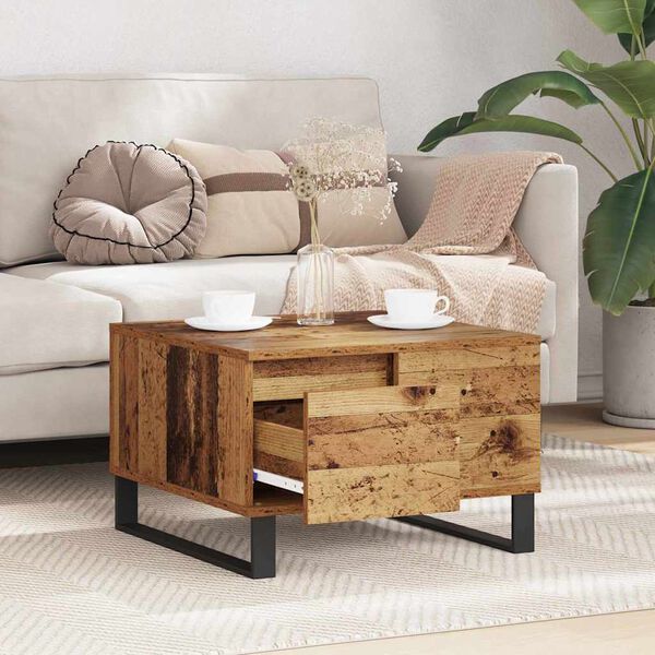 vidaXL Table basse Bois Ancien 55 x 55 x 36,5 cm Bois d'ing&eacute;nierie