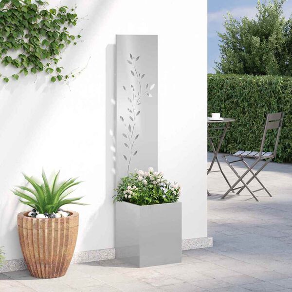 vidaXL &Eacute;cran de confidentialit&eacute; de jardin Floral Argent 32 x 140 cm