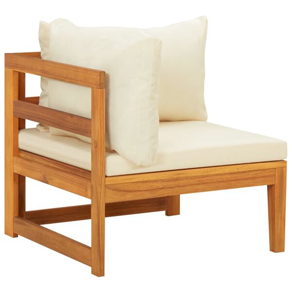 vidaXL Salon de jardin 4 pcs avec coussins blanc cr&egrave;me Bois d'acacia