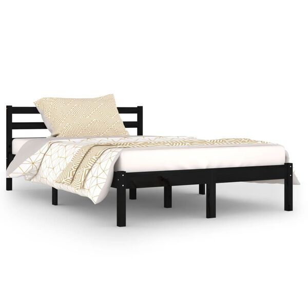 vidaXL Cadre de lit sans matelas bois de pin massif 120x200 cm noir