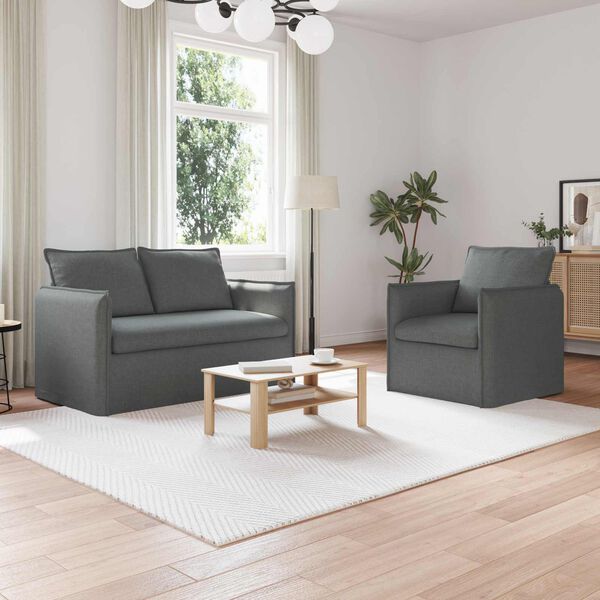 vidaXL Ensemble de Canap&eacute;s 2 pcs Gris fonc&eacute; 136 x 82 x 85 cm Tissu