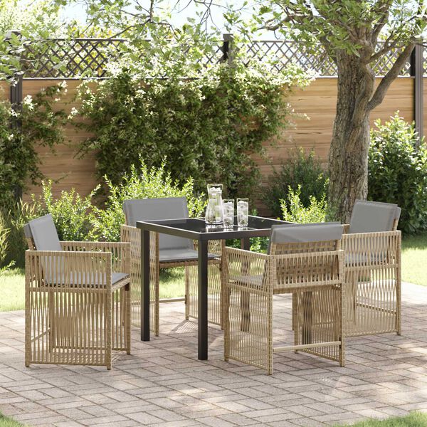 vidaXL Ensemble de salle &agrave; manger pour jardin 5 pcs Beige polyrotin