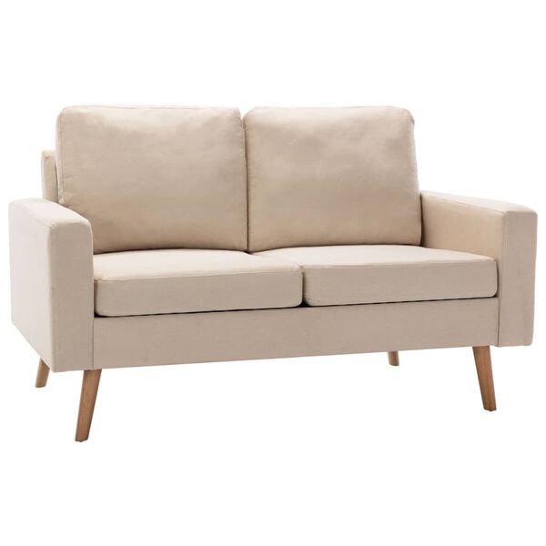 vidaXL Canap&eacute; &agrave; 2 places Cr&egrave;me Tissu