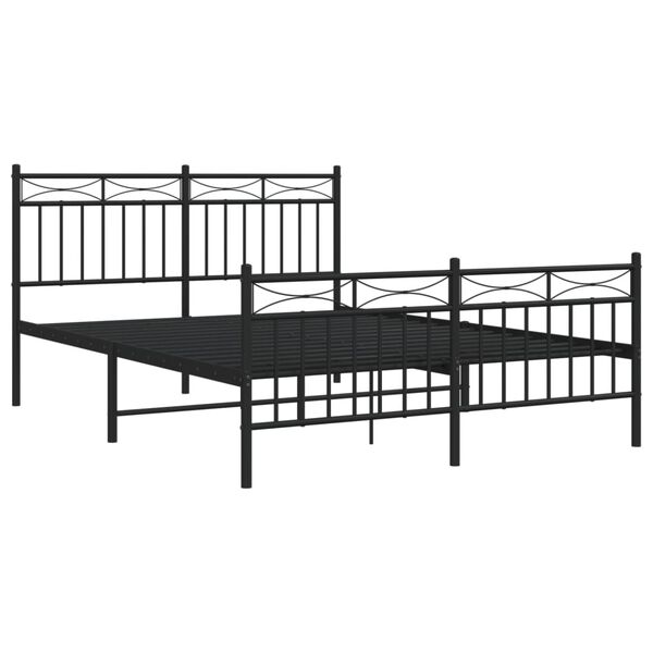 vidaXL Cadre de lit m&eacute;tal sans matelas avec pied de lit noir 140x190cm
