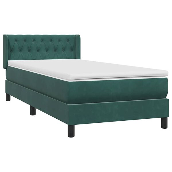 vidaXL Sommier &agrave; lattes de lit et matelas vert fonc&eacute; 100x210cm velours