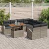 vidaXL Ensemble de canap&eacute; de jardin avec coussin 9 pcs Gris