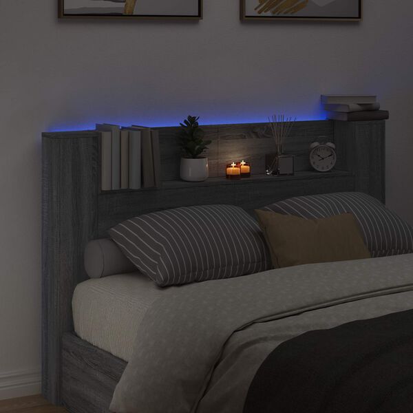 vidaXL T&ecirc;te de lit Gris Sonoma 160 x 16,5 x 103,5 cm Bois d'ing&eacute;nierie