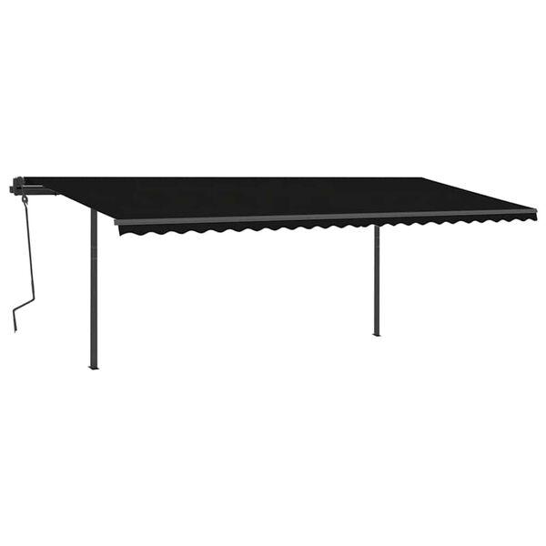 vidaXL Auvent manuel r&eacute;tractable avec poteaux 6x3 m Anthracite