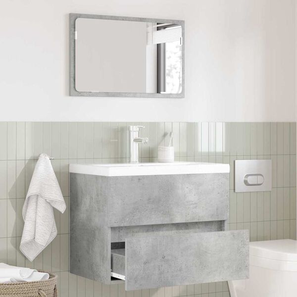 vidaXL Ensemble de mobilier de salle de bain avec tiroir Gris b&eacute;ton