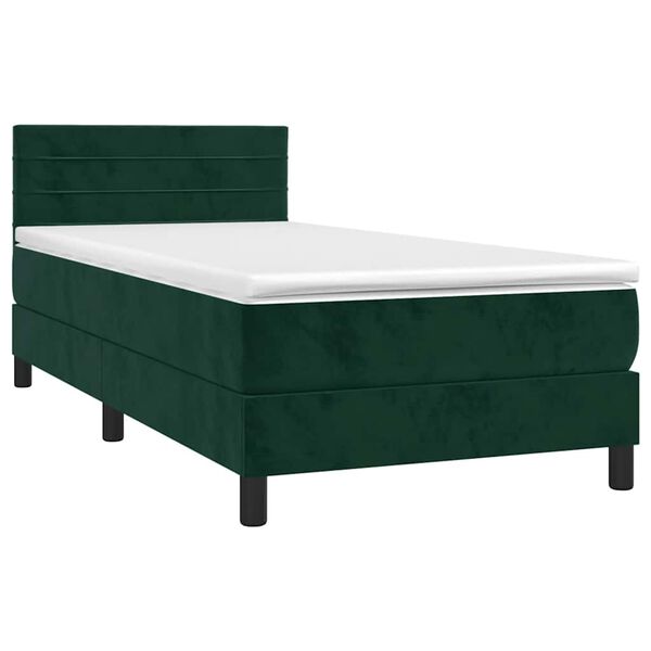 vidaXL Sommier &agrave; lattes de lit et matelas et LED Vert fonc&eacute; 80x200 cm