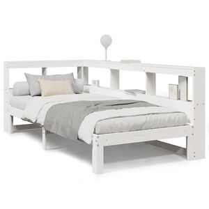 vidaXL Lit biblioth&egrave;que sans matelas blanc 90x200cm bois de pin massif