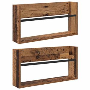vidaXL &Eacute;tag&egrave;re &agrave; magazines 2 pi&egrave;ces Bois ancien 60 x 12 x 30 cm