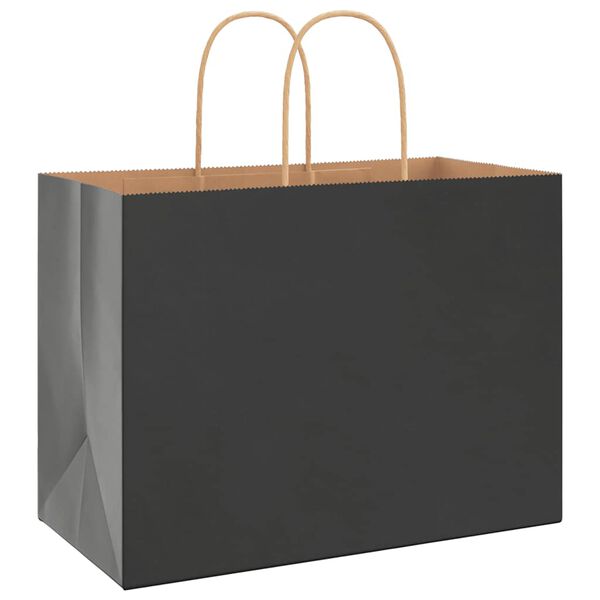 vidaXL Sacs en papier 50 pcs avec poign&eacute;es noir 32x17x25 cm