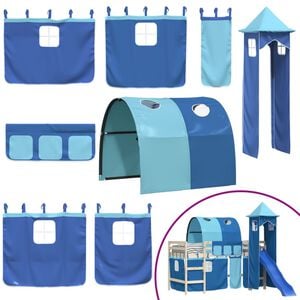 vidaXL Rideaux pour lit mezzanine avec tunnel et tour bleu