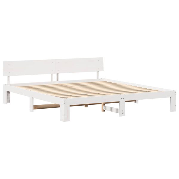 vidaXL Cadre de lit avec t&ecirc;te de lit Blanc 180 x 200 cm Pin massif