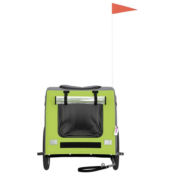 vidaXL Remorque de v&eacute;lo pour animaux de compagnie vert et gris