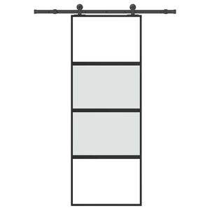 vidaXL Porte coulissante kit de quincaillerie tremp&eacute; verre aluminium