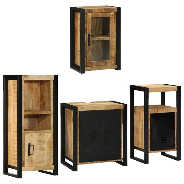 vidaXL Ensemble de mobilier de salle de bain avec &eacute;tag&egrave;re 4 pcs