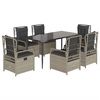 vidaXL Ensemble &agrave; manger de jardin et coussins 7 pcs gris clair rotin