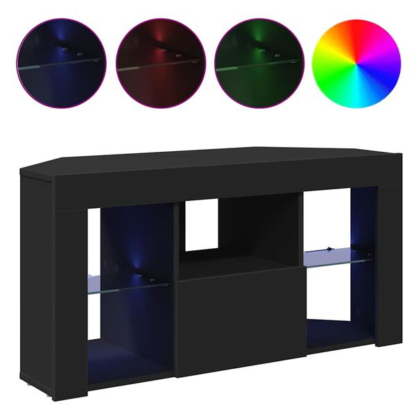 vidaXL Meuble TV LED d'Angle Noir 100 x 40 x 50 cm Bois d'ing&eacute;nierie