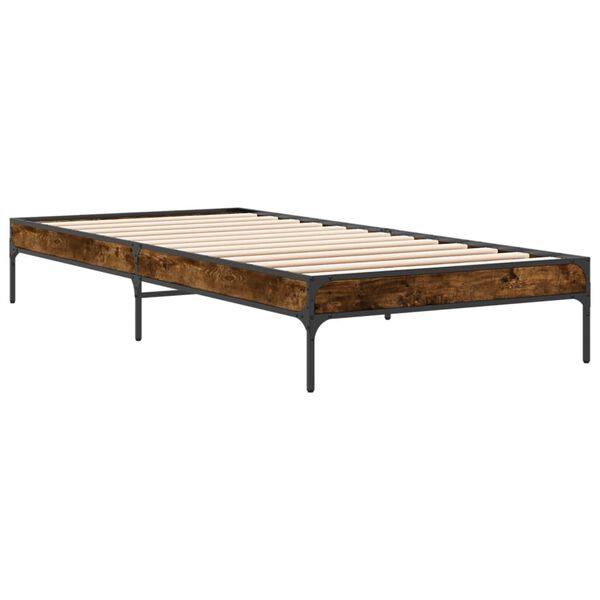 vidaXL Cadre de lit sans matelas ch&ecirc;ne fum&eacute; 90x190 cm