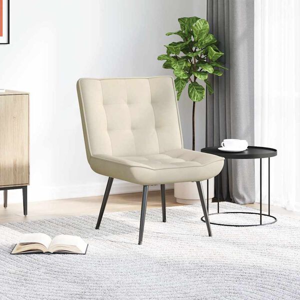 vidaXL Chaise de relaxation cr&egrave;me 64x74x84 cm velours