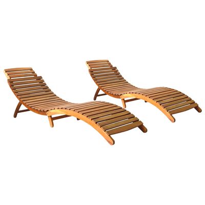 vidaXL Chaises longues lot de 2 Bois d'acacia solide