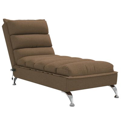vidaXL Chaise longue de massage avec coussins marron tissu