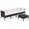 vidaXL Salon de jardin 5 pcs avec coussins r&eacute;sine tress&eacute;e noir