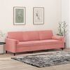 vidaXL Canap&eacute; 3 places oreillers et coussins Rose 210 cm Velours