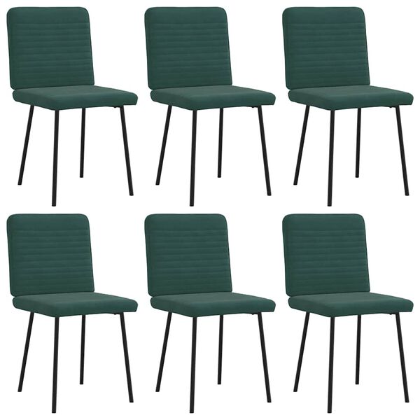 vidaXL Chaises &agrave; manger lot de 6 vert fonc&eacute; velours