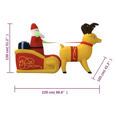 vidaXL Décoration gonflable de Père Noël et renne à LED 130 cm