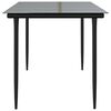 vidaXL Table à dîner de jardin Noir 160x80x74 cm Acier et verre trempé