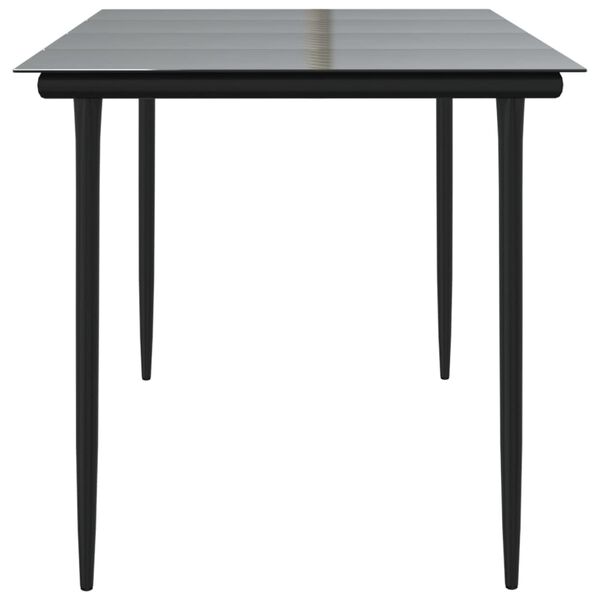 vidaXL Table à dîner de jardin Noir 160x80x74 cm Acier et verre trempé