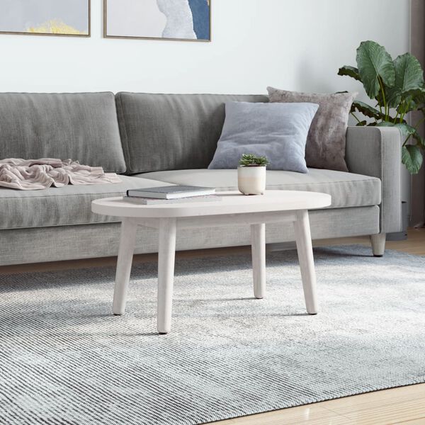 vidaXL Dessus de table blanc 80x40x2,5 cm bois de pin massif ovale