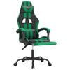 vidaXL Chaise de jeu avec repose-pied Noir et vert Similicuir