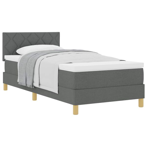 vidaXL Lit &agrave; ressorts avec matelas Gris fonc&eacute; 100 x 200 cm tissu