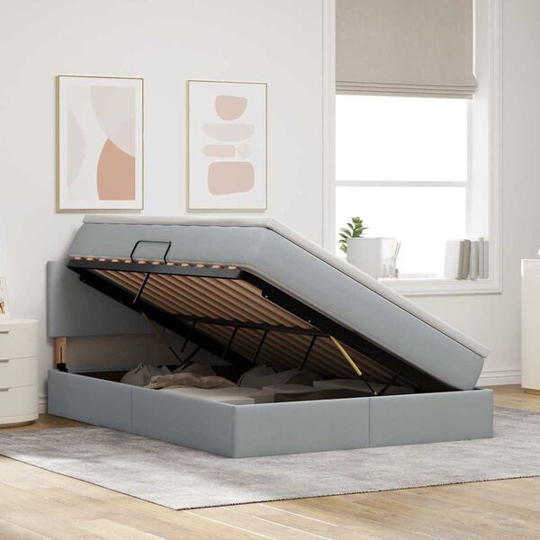 vidaXL Lit avec rangement et LED Gris clair 140 x 190 cm Polyester