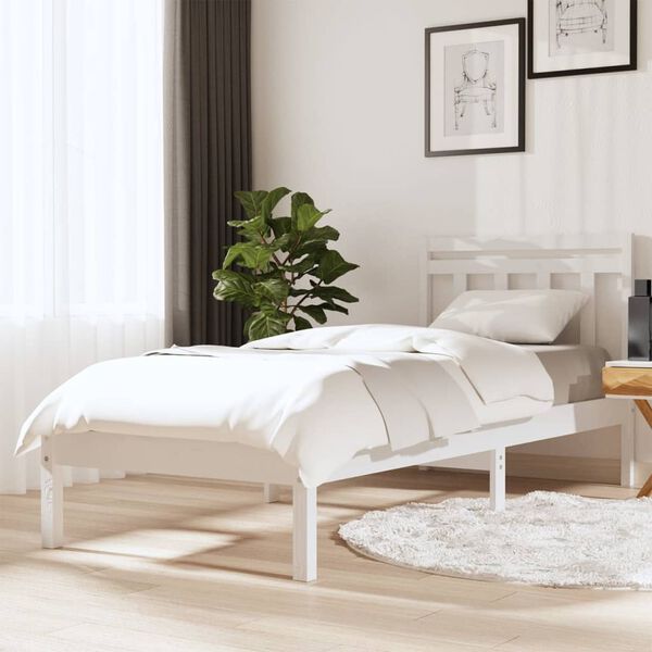vidaXL Cadre de lit sans matelas blanc bois massif 90x200 cm