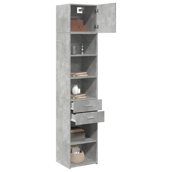 vidaXL Armoire de rangement mince gris b&eacute;ton 45x42,5x225 cm