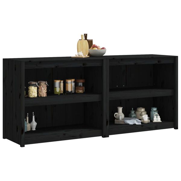 vidaXL Armoires de cuisine d'ext&eacute;rieur 2 pcs noir bois de pin massif
