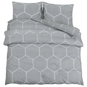 vidaXL Ensemble de housse de couette gris et blanc 260x240 cm coton