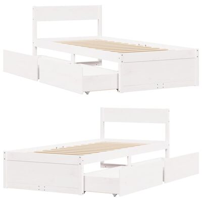 vidaXL Cadre de lit sans matelas blanc 75x190 cm bois de pin massif