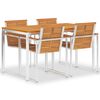 vidaXL Ensemble &agrave; manger de jardin 5 pcs Teck massif acier inoxydable