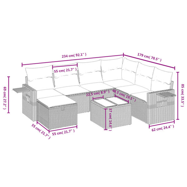 vidaXL Salon de jardin 8 pcs avec coussins noir r&eacute;sine tress&eacute;e