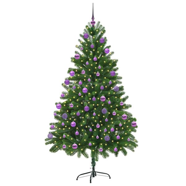 vidaXL Sapin de No&euml;l avec 300 LED avec support Vert 210 cm PE