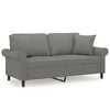 vidaXL Canap&eacute; 2 places et oreillers et coussins Gris fonc&eacute; 140cm Tissu