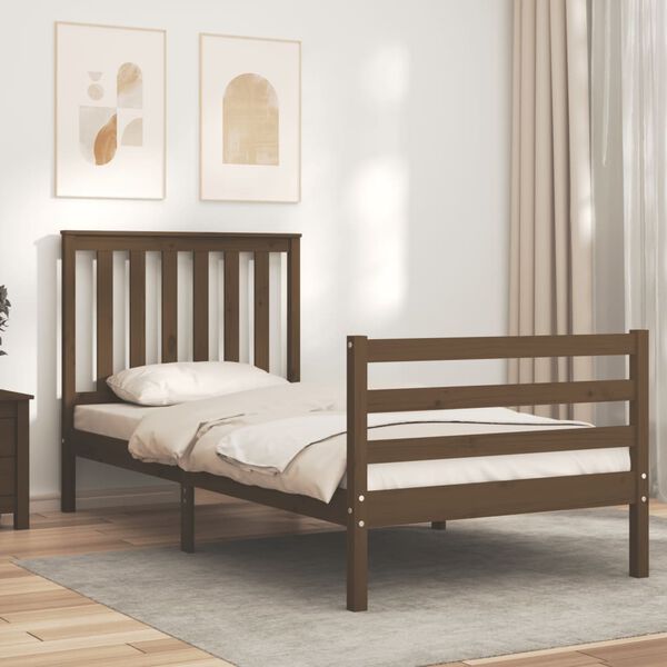 vidaXL Cadre de lit sans matelas marron miel bois massif