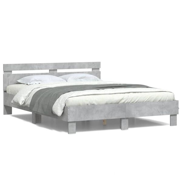 vidaXL Cadre de lit avec LED sans matelas gris b&eacute;ton 140x200 cm