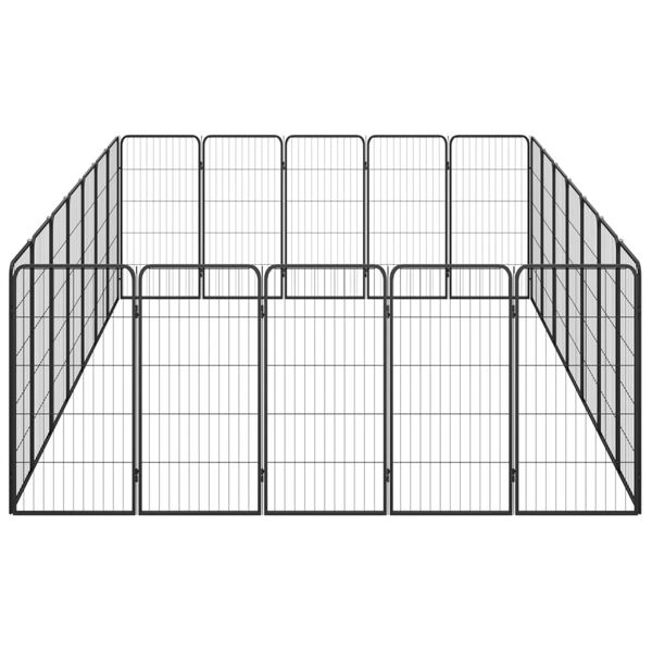 vidaXL Parc pour chien 24panneaux Noir 50x100cm Acier enduit de poudre